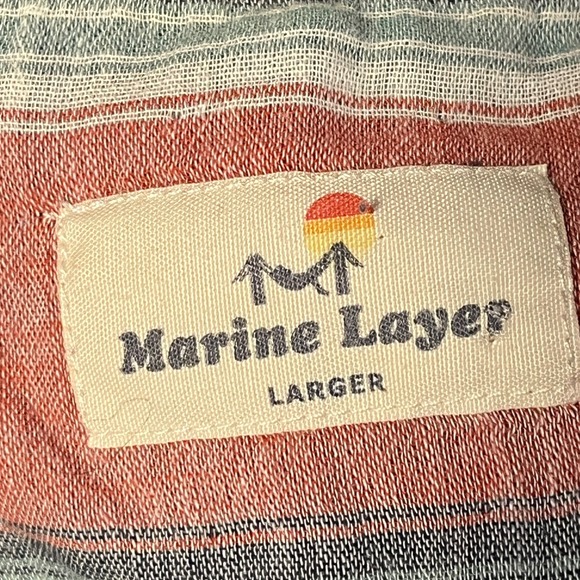 Marine Layer Mens Striped Short Sleeve Button Up Shirt Casual Large - Picture 5 of 7